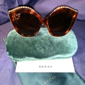 Gucci GG0118S Crystal Frame Sunglasses